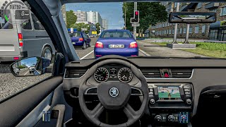 Skoda Octavia 16 TDI  City Car Driving Steering Wheel  Normal Driving [upl. by Niela]