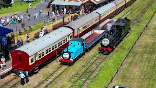 Day Out With Thomas by Drone  The Bellarine Railway 2024 [upl. by Ewnihc]