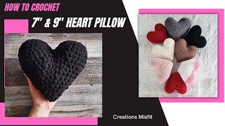 How to Crochet A Heart Pillow  7quot and 9quot [upl. by Rudie250]