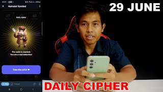 Hamster Kombat Daily Cipher Today 1M Coins 29 June 2024 [upl. by Niwhsa520]