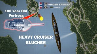 Sinking of Blücher  The Battle of Drøbak Sound Norway Animated [upl. by Merola]