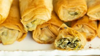 Spanakopita Rolls ​Greek Spinach with Feta Phyllo Rolls for Thanksgiving [upl. by Eugeniusz]