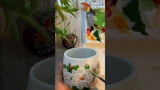 Hand Painted Gardenia Flower Mug flower painting mug [upl. by Haimaj]