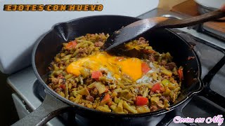 Preparando EJOTES CON HUEVO hecho por mi ESPOSO cocina con alby [upl. by Wallache]