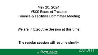 VSCS Board of Trustees FampF Meeting  May 20th 2024 [upl. by Niehaus]