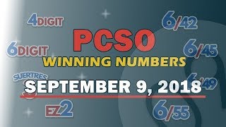 P551M Jackpot Ultra Lotto 658 EZ2 Suertres Super Lotto 649 Draw  September 9 2018 [upl. by Leake373]