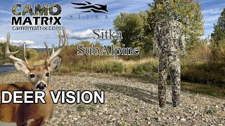 Sitka SubAlpine hunting camo in Human and Deer Vision on 14 Backgrounds [upl. by Attalanta709]