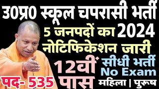 UP स्कूल चपरासी संविदा भर्ती 2024  UP School Peon Vacancy 2024  UP Chaprasi Bharti  12th Pass Job [upl. by Inaluahek]