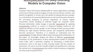 Balancing Privacy and Accuracy Exploring the Impact of Data Anonymization on Deep Learning Models i [upl. by Tuddor]