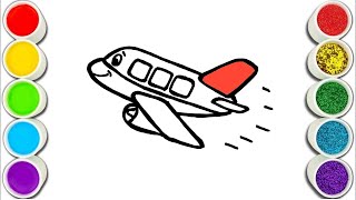 Airplane Drawing Painting and Coloring for Kids Toddlers Easy Drawing [upl. by Akzseinga]