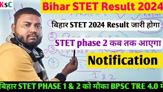 Bihar STET RESULT 2024 DATE 0ut  Bihar STET 2024 phase 2 Notification BPSC TRE 40 [upl. by Annez990]