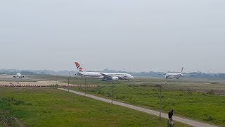 Exclusive✨ Biman Bangladesh B777 touching down keeping USBangla and another Biman B787 waiting [upl. by Zolner]