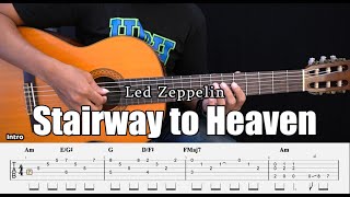 Stairway to Heaven  Led Zeppelin  Fingerstyle Guitar Tutorial  TAB amp Lyrics [upl. by Ier430]