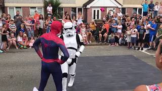 The Best Spiderman amp StormTrooper dance off Ever Boogie Storm [upl. by Eirrod]