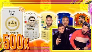 INCROYABLE 500X 80 CHOIX JOUEURS  HEADLINERS DE FOU  DES PACKS ICONES GARANTIE  FIFA 21 [upl. by Atnicaj424]