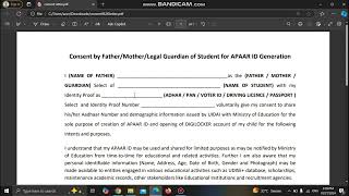 How to fill Consent form APAAR ID for students [upl. by Hedaza]