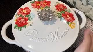 The Pioneer Women® Vintage Floral 3Quart Cast Iron Casserole Dish [upl. by Omlesna]