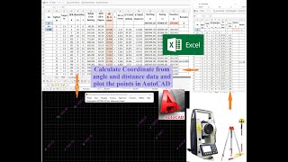 Calculate Coordinate from angle and distance datas and plot the points in AutoCAD [upl. by Yenal]