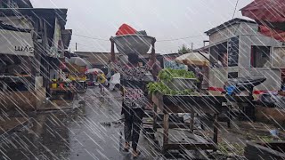 SUDDEN HEAVY RAIN FLOODS LOCAL MARKET GHANA AFRICA [upl. by Wadsworth]