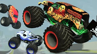 Reptoid Gas Monkey Garage GRAVE DIGGER Epic High Speed Jumps MONSTER JAM MADNESS  BeamNGDrive [upl. by Fillander]