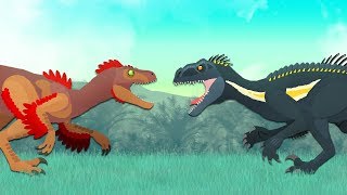 Dinosaurs cartoons battles Indoraptor vs Utahraptor  DinoMania [upl. by Celinka]