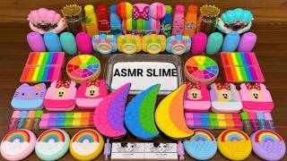 COLOURFUL SLIME  Mixing random into Glossy Slime  Relaxing ASMR Videos  satisfying asmr [upl. by Nicodemus]