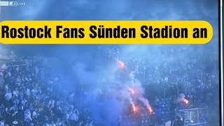 2 bundesliga FC Hansa Rostock Fans zünden Stadion an völlige Eskalation  Rostock [upl. by Inaoj]