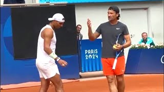 Rafael Nadal Very Intense Serve Practice with Coach Moya at Paris Olympics [upl. by Hendrika]