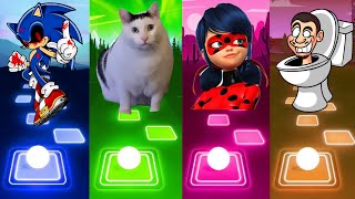 Sonic 🆚 Huh Cat 🆚 Lady Bug 🆚 Skibidi Toilets  Tiles Hop EDM Rush [upl. by Atikahs]