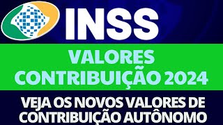 VALORES DE CONTRIBUIÇÃO DO CARNÊ DO INSS 2024  AUTÔNOMO FACULTATIVO E BAIXA RENDA [upl. by Leyes]