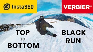 TOP to BOTTOM Black Ski Run in VERBIER Insta360 One X Snowboarding Test in 4 Vallées Swiss Alps [upl. by Adina590]