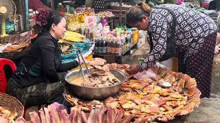 Local Market Fishes Porks Beefs amp Vegetables at Siem Reap [upl. by Airdnua772]