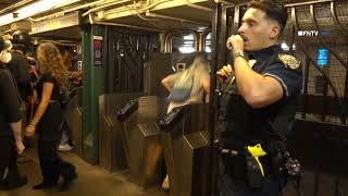 Mass Arrests inside USQ Subway as Protesters Jump Turnstile in Protest of Police Shooting [upl. by Kuo936]