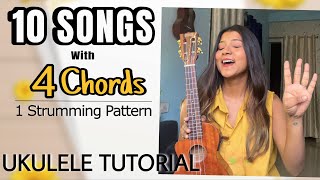 4 Chords • 10 SONGS  Ukulele Tutorial  Ritika Biswas [upl. by Ahsekyw]