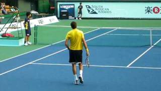 Juan Martin Del Potro practice in Rakuten Open 2009 [upl. by Bartie]