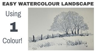 Watercolour Beginners  Simple Winter Landscape Tutorial  Winter Tree [upl. by Powell152]