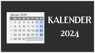 Kalender 2024  GermanyFest mit Feiertagen 2024 [upl. by Amikehs]