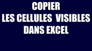 astuce EXCEL copier des cellules visibles seulement [upl. by Ydnec]