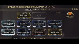 Warframe  Redeemer Prime with Melee Influence Jade Shadows Blast Status Rework [upl. by Aerdnahs]