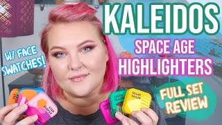 Kaleidos Makeup Space Age Highlighters Full Set Review  Hand and Face Swatches  Lauren Mae Beauty [upl. by Electra]