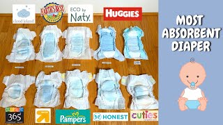 Ultimate Diapers Absorbency Test of Top 10 Brands including Pampers amp Huggies [upl. by Daisey]