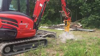 Hydraulic breaker hammer AB60S with Kubota KX040 [upl. by Leahcam]