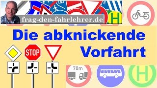 VORFAHRTSREGELN ERKLÄRT  ABKNICKENDE VORFAHRT THEORIE LERNEN FÜR DEN FÜHRERSCHEIN [upl. by Aslam520]