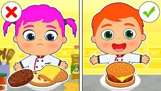 BABY ALEX AND LILY 🍔 Learn How to Make Burgers  Educational Cartoons [upl. by Haon]