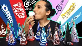 aiskrim KITKAT dan OREO VS DRUMSTIK dan CORNETTO dalam perut mukbang malaysia [upl. by Haidadej]