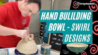 Hand Building Pottery For Beginners  Pottery Bowl With Swirl Designs [upl. by Engud]