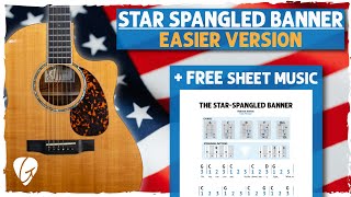 Star Spangled Banner Easy Guitar Tutorial  Simpler Chords amp Strumming [upl. by Kcor]