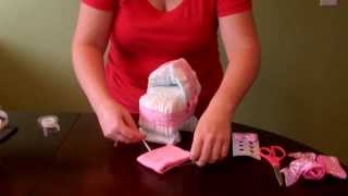 How to make a Diaper Cake Simple Bassinet with wheels for baby shower [upl. by Sydelle]