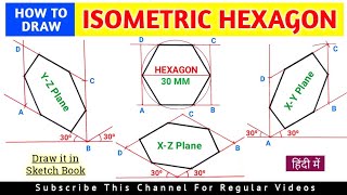 HOW TO DRAW ISOMETRIC VIEW OF HEXAGON ISOMETRIC PROJECTION OF HEXAGON ISOMETRIC HEXAGON [upl. by Knuth]