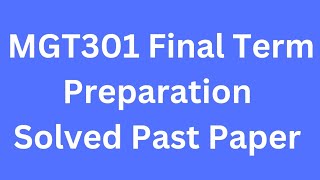 MGT301 Final term Preparation Solved Past Papers [upl. by Iggem]